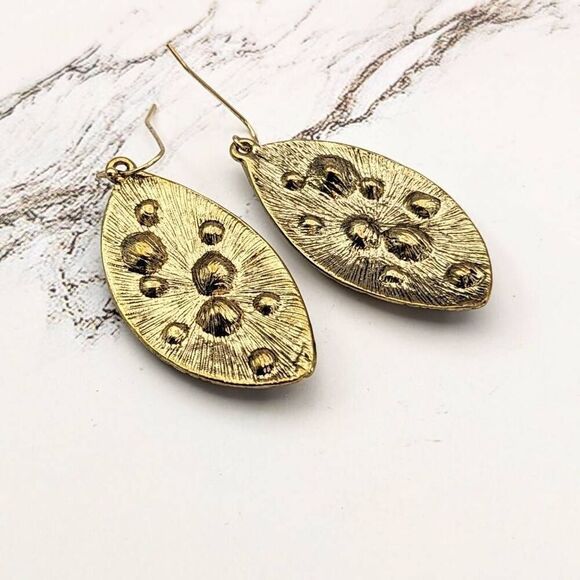 2/$21 Black Gold Dangle Earrings with Stones - Picture 5 of 8